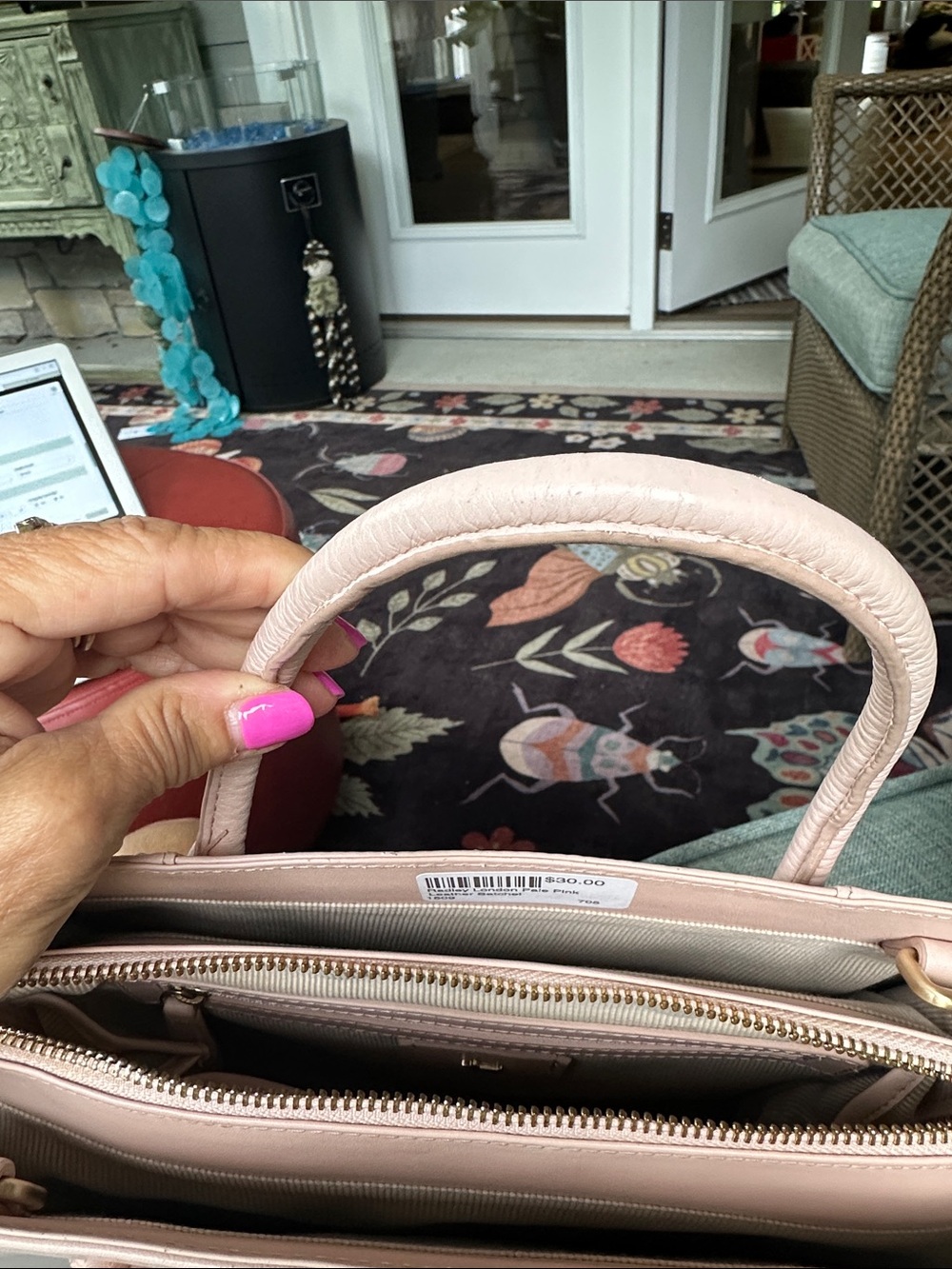 Radley London Pale Pink Leather Satchel - Picture 8 of 9